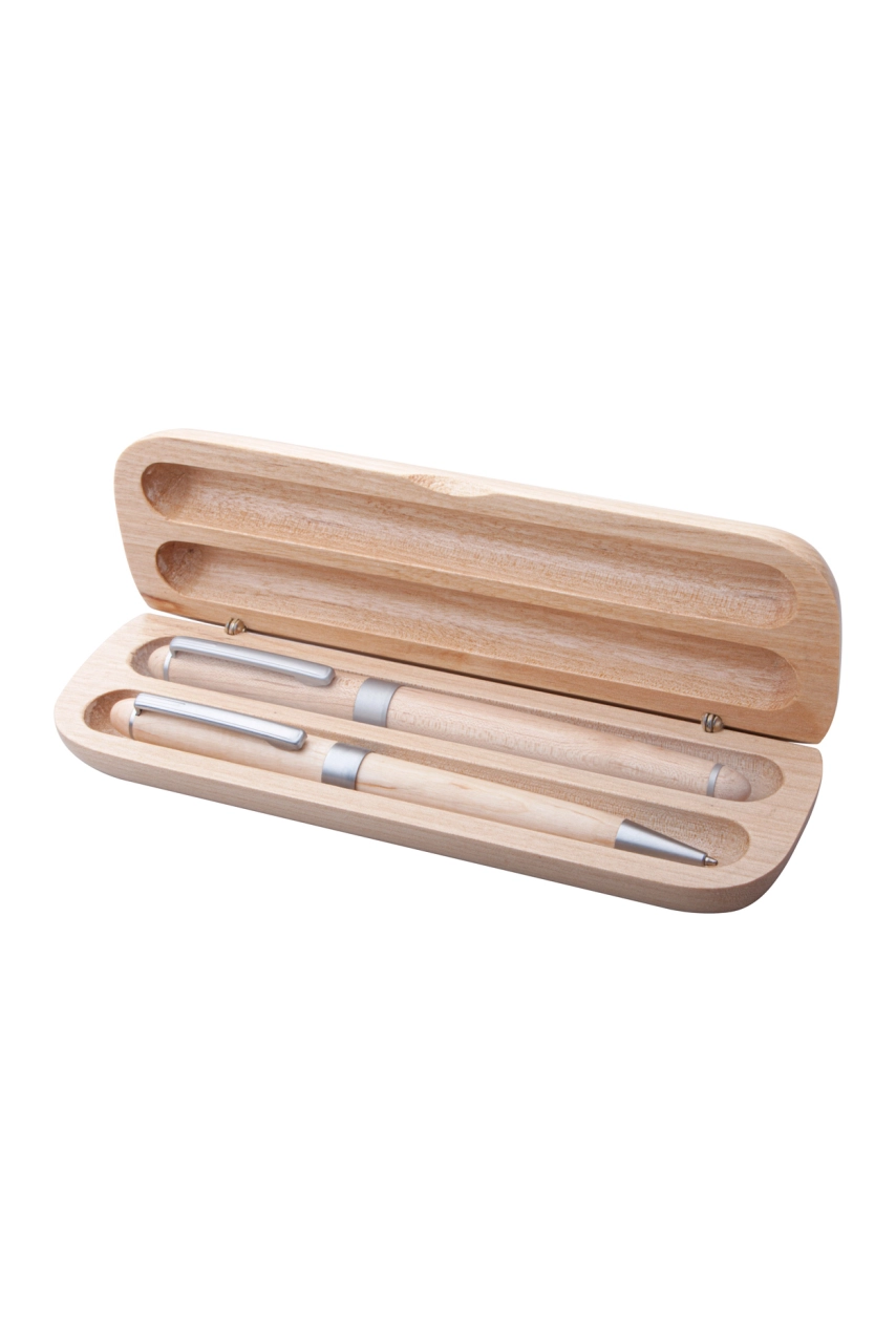 set écriture en bois naturel