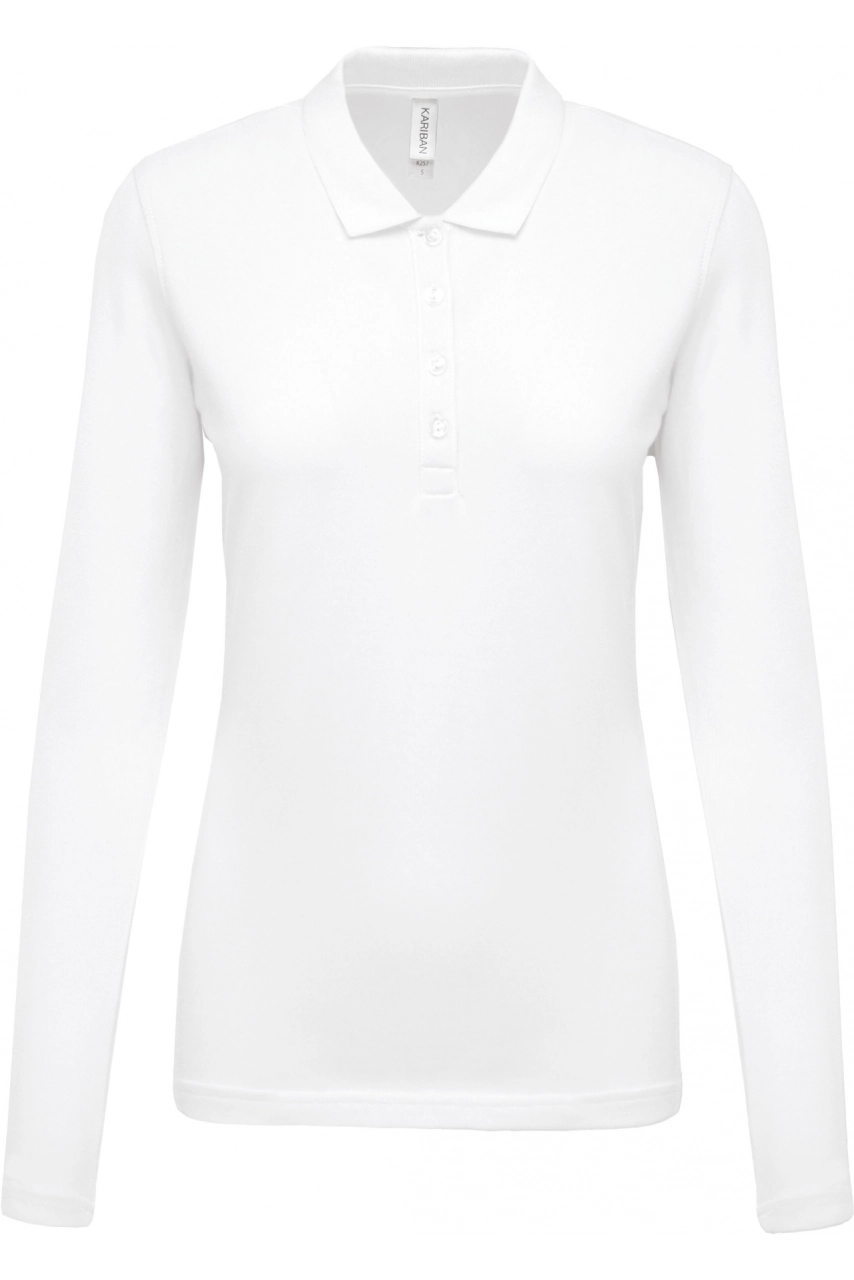 Polo piqué manches longues femme