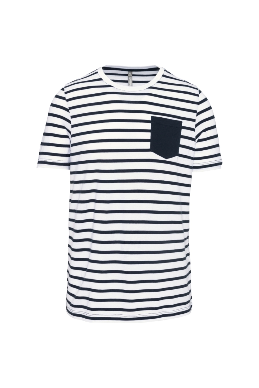 T-shirt rayé marin avec poche manches courtes homme
